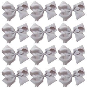 12pc Baby Girls Teens Women Solid 8" Hair Bows